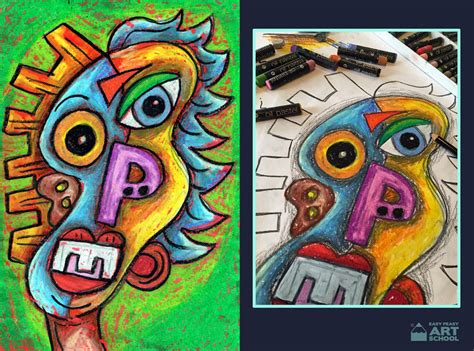 Abstract Self Portrait Art Lesson By Easy Peasy Art School