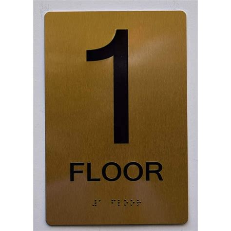 Floor 1 Sign 1st Floor Sign Goldaluminium Goldblacksize 6x9 The