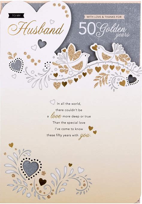 Golden Wedding Anniversary Card For Husband From Hallmark Die Cut