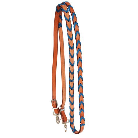 Horse Western Leather Barrel Reins Tack Rodeo Nylon Laced Turquoise
