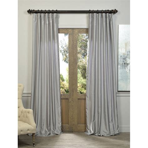 Silver Vintage Textured Faux Dupioni Silk Curtain Curtain
