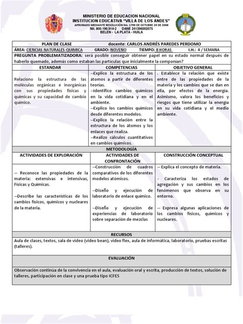 Plan De Clases Ciencias Naturales Concentración Macromoléculas