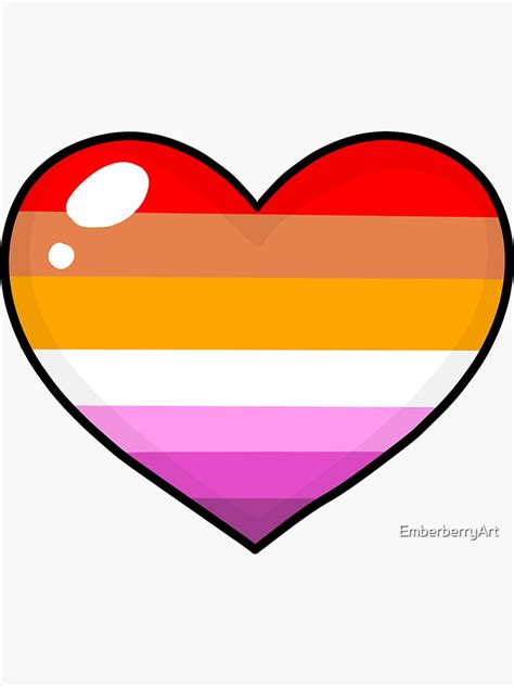 Lesbian Pride Flag Heart Sticker For Sale By Emberberryart Redbubble