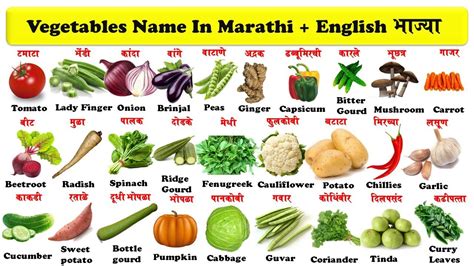 Vegetables English To Marathi With Pdf भाज्यांची नावे Vegetables