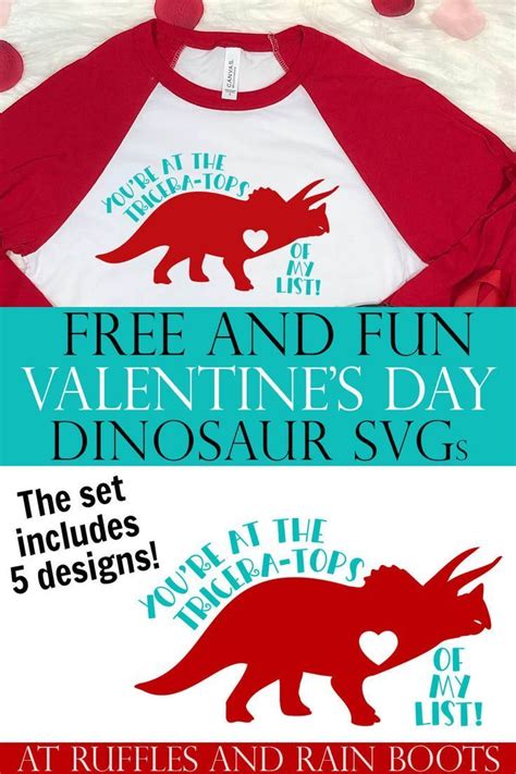 Free Dinosaur Valentines SVG Set for Valentine's Day in 2020 (With