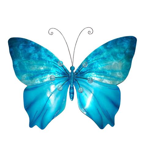 Metal And Capiz Blue Butterfly Wall Art Wind And Weather
