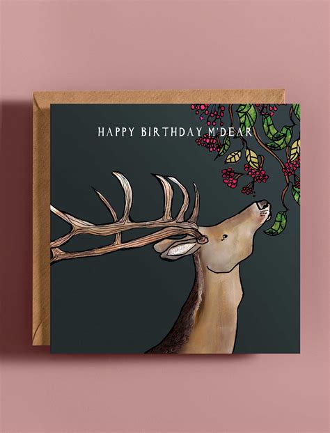 Birthday Deer Greetings Card Katie Cardew Illustrations