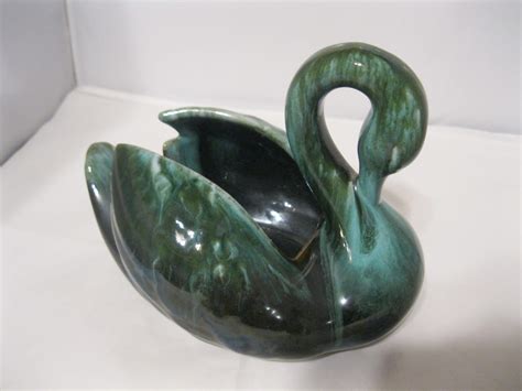 Vintage Blue Mountain Pottery Swan Planter Etsy
