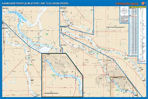 Kankakee River Ilin Line To Illinois River Fishing Map