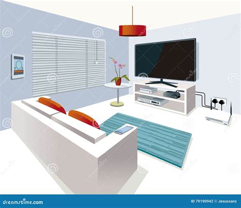 Modern Interior Living Room In Smart Home Stock Vector Illustration