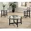 Cappuccino Finish Modern 3Pc Coffee Table Set W/Clear Glass Tops