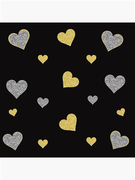 Gold Glitter Heart Stickers Poster For Sale By Safirasafarri Redbubble