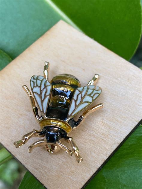 Bee Pin Enamel Over Copper Fine Details Pin And Clasp Etsy In 2021 Bee Pin Enamel Pins Bee