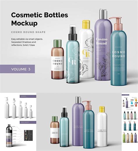 Cosmetic bottles mockup set | Free download