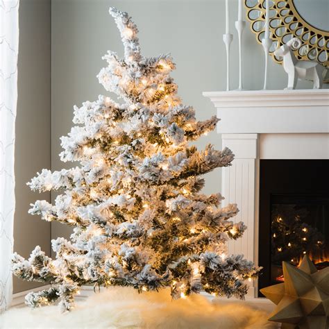 Artificial Christmas Tree 45 In White Prelit Flocked