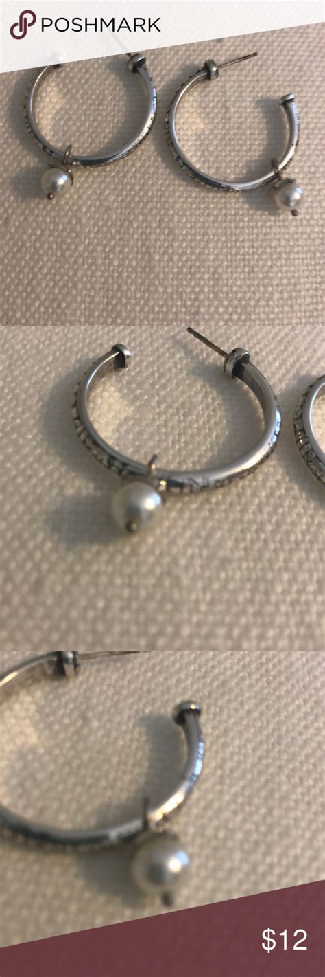 Brighton Silver Hoop With Pearl Drop Brighton Jewelry Earrings