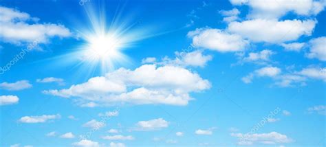 Sunny Background Blue Sky White Clouds Sun — Stock Photo © Cobalt88