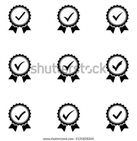 Black Icon Approved Certified Medal Isolated Stock Vector Royalty Free