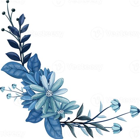 Blue Floral Bouquet With Watercolor 16408032 Png