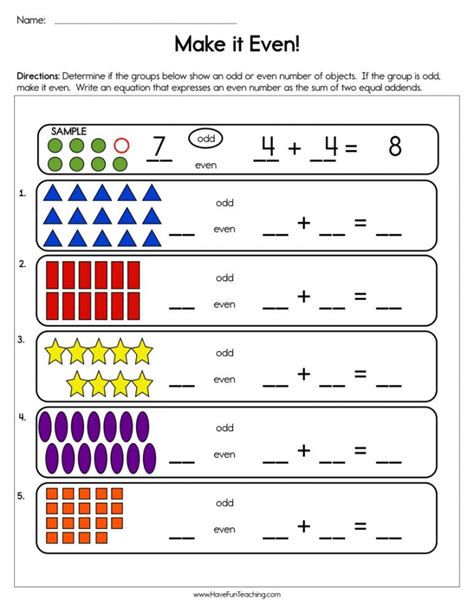 Grouping Objects: Odd And Even Numbers Worksheets | 99Worksheets