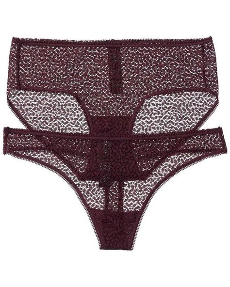 dkny 2pk modern lace thong and bikini in red purple lyst