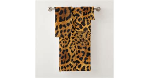 Trendy Chic Animal Pattern Brown Leopard Print Bath Towel Set Zazzle