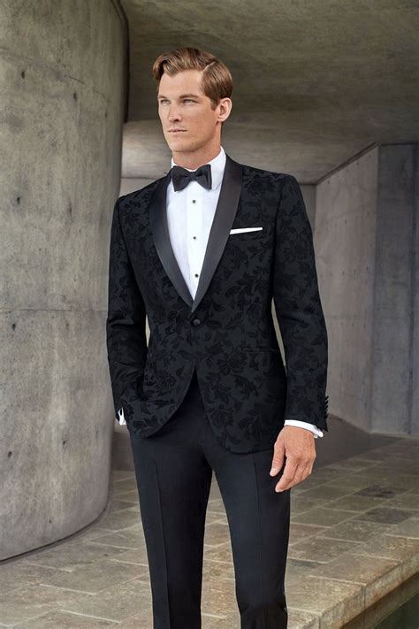 Couture Black Floral Tuxedo Jacket Separates Wedding Suits Men