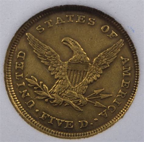 1839 D 5 Gold Very Rare Dahlonega Georgia Mint