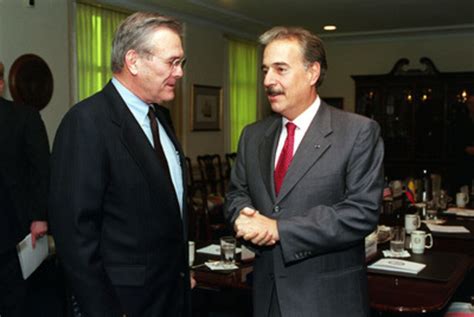 Secretary Rumsfeld Talks With Colombian President Andres Pastrana At The Conclusion Of Their