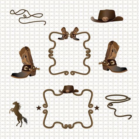 Western Cowboy Border Clipart Graphics High Resolution Graphic Etsy