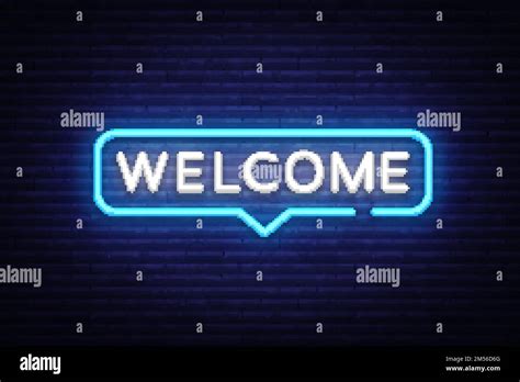 Welcome Neon Text Vector Welcome Neon Sign Design Template Modern