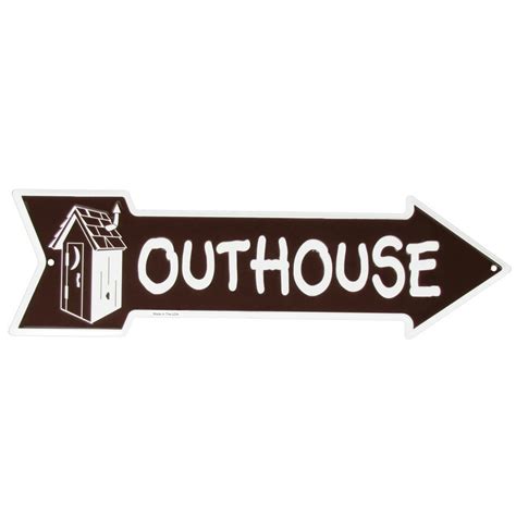Tin Metal Outhouse Sign Funny Bathroom Restroom Arrow Garage Bar Pub