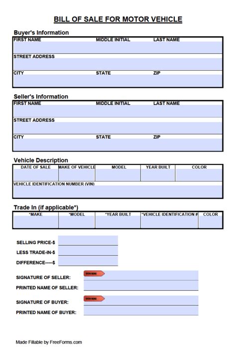 Free Tennessee Bill Of Sale Forms Pdf