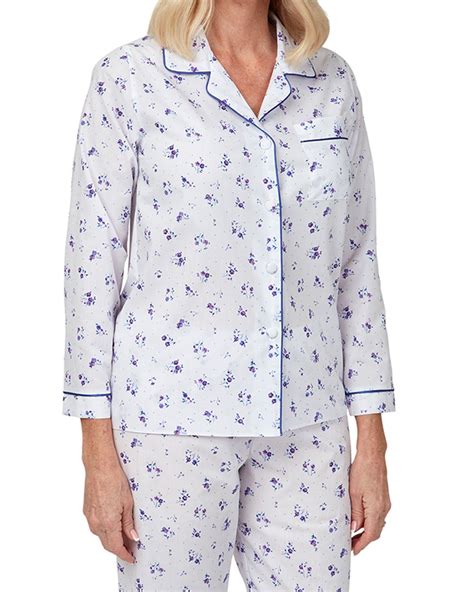 Marlon Woven Button Pyjamas Ladies Long Sleeve Floral Tailored Pyjama Set Ebay