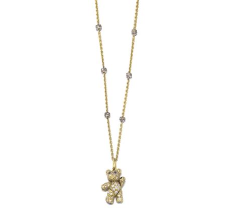 Sold Price A Diamond And Sapphire Teddy Bear Pendant Necklace May 2