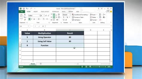 How To Multiply In Excel 2013 Excel Multiplication Cells Youtube