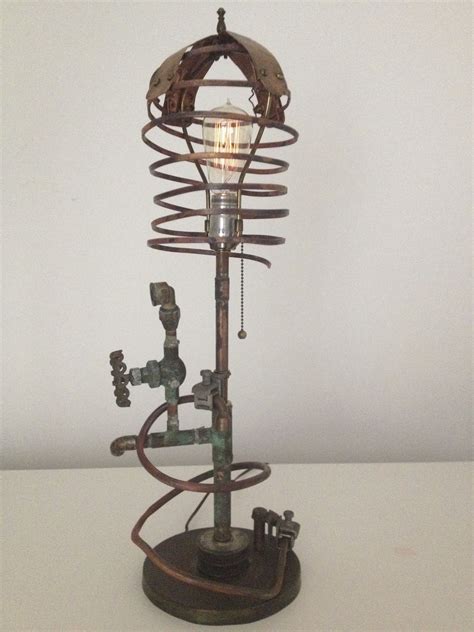 Mid Century Copper Steampunk Lamp Steampunk Table Lamp Vintage Lamps