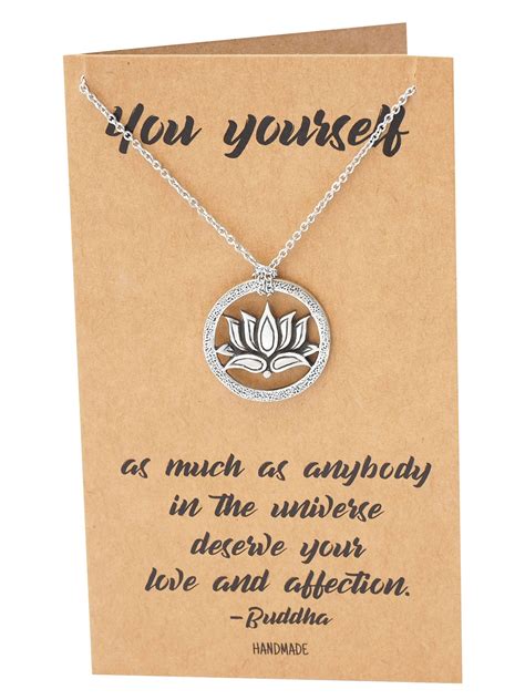Gabrielle Om Lotus Pendant Necklace Ts For Yoga Lover Quan Jewelry