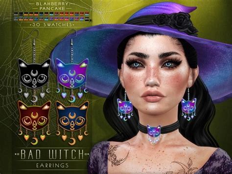 Bad Witch Hat Choker And Earrings At Blahberry Pancake The Sims 4 Catalog