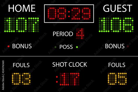 Vector Basketball Scoreboard Stock Vector Adobe Stock