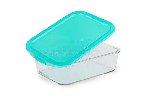 Close Up Of Glass Food Containers Isolated On White Background Stock
