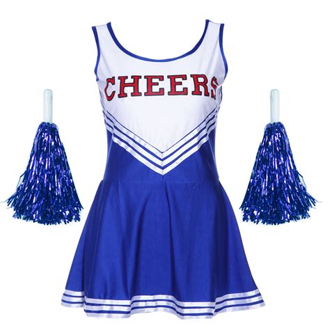 Blau Cheerleader Uniform Kostüm Cheerleading Cheer Leader Grs L F