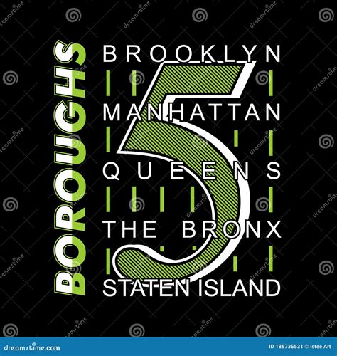 Boroughs Of New York City Outline Map Vector Illustration