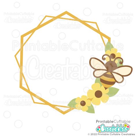 Bee Hexagon Monogram Frame SVG File For Cricut Silhouette