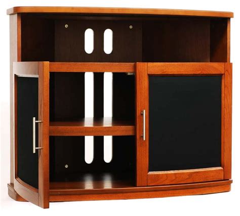 Plateau Newport 40 Walnut Wood Tv Cabinet With Glass Doors For 26 42