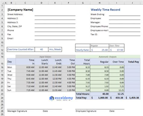 Overtime Calculator Excel Template Make Your Time Management Easier