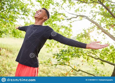 Young Man Breathing In The Fresh Air Stock Image Image Of Motivation