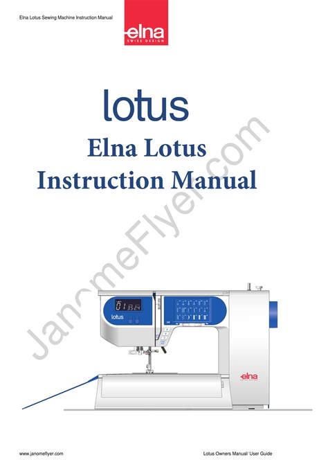 Janome Elna Lotus Owners Manual Pdf Download Manualslib