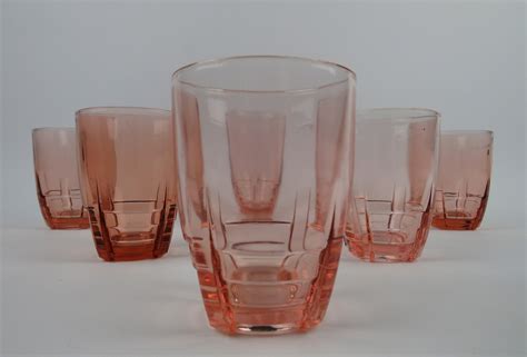 Vintage Pink Drinking Glasses Pink Depression Liquor Glasses Etsy