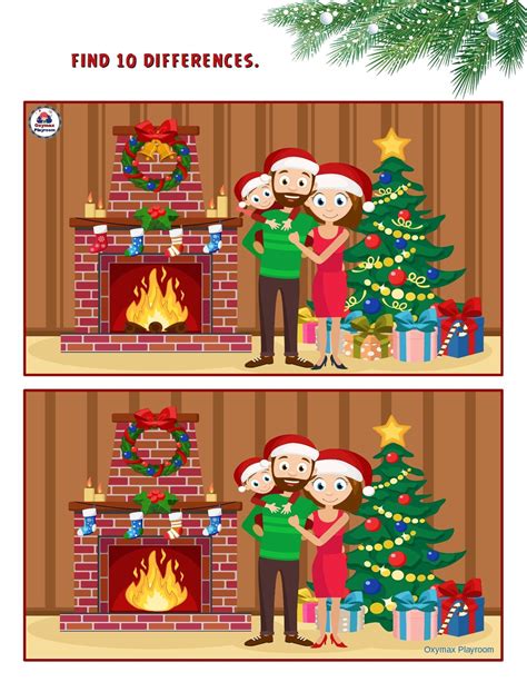 Spot The Differences Kids Game Christmas Card Art Christmas